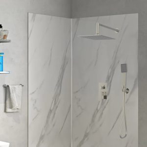 BRUNO σετ κεφαλή ντους με τηλέφωνο BRN-0264, αναμεικτική, εντοιχισμού, ασημί 2 αναμεικτική