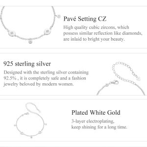 BAMOER βραχιόλι BSB182 με κυβική ζιρκόνια, ασήμι 925, ασημί 3 ασημί