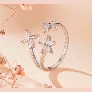 BAMOER δαχτυλίδι BSR710-E με κυβική ζιρκόνια, ανοιγόμενο, ασήμι 925, ασημί 3 ασήμι 925