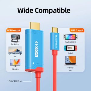 CABLETIME καλώδιο USB-C σε HDMI CT-CMHD4P, 4K/60Hz, PD100W, 2m, κόκκινο 4 2m