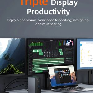 CABLETIME docking station CT-DK181-AG, 16 θυρών, USB-C σύνδεση, 100W PD, 1000Mbps, MST, γκρι 3 USB-C σύνδεση