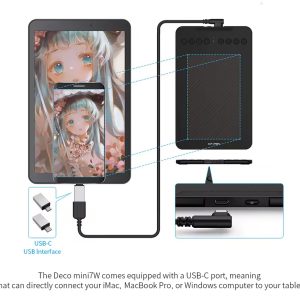 XP-PEN ταμπλέτα σχεδίασης με γραφίδα Deco Mini 7W, ασύρματη σύνδεση, 177.8x111.1mm, μαύρο 4 μαύρο