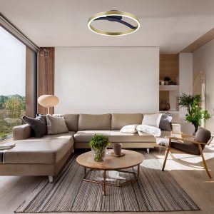 POWERTECH LED φωτιστικό οροφής HLL-0199, 29W, 4000K, Φ38x10cm, χρυσό/μαύρο 3 4000K