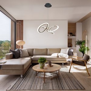 POWERTECH LED φωτιστικό οροφής HLL-0205, 40W, 4000K, Φ53x120cm, οπάλ χρυσό/μαύρο 3 4000K