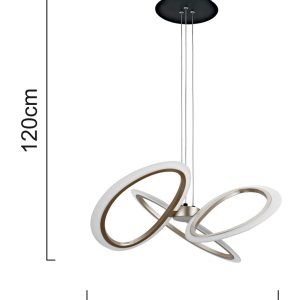 POWERTECH LED φωτιστικό οροφής HLL-0205, 40W, 4000K, Φ53x120cm, οπάλ χρυσό/μαύρο 4 Φ53x120cm