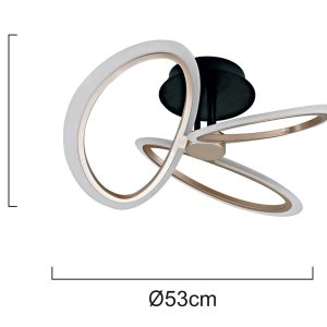 POWERTECH LED φωτιστικό οροφής HLL-0206, 40W, 4000K, Φ53x26cm, οπάλ χρυσό/μαύρο 4 Φ53x26cm