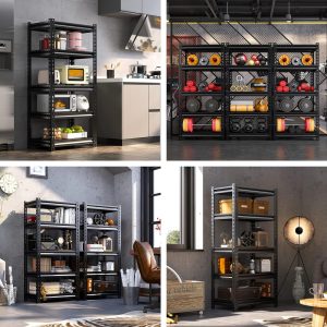 HOME USE μεταλλική ραφιέρα HUH-0248 με 5 ράφια, 90x40x183cm, μαύρη 2 90x40x183cm