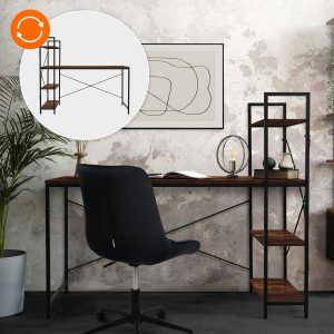 HOME USE γραφείο HUH-0249 με ραφιέρα, 120x60x122cm, καφέ/μαύρο 2 120x60x122cm