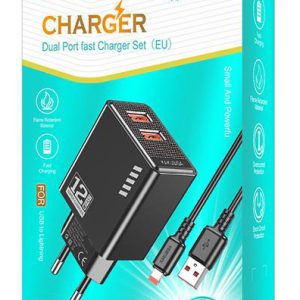 KAKUSIGA φορτιστής τοίχου KSC-1238 με καλώδιο Lightning, 2x USB, 12W, μαύρος 3 12W