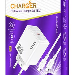 KAKUSIGA φορτιστής τοίχου KSC-1242 με καλώδιο USB-C, USB-C, 30W, λευκός 3 30W