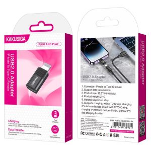 KAKUSIGA αντάπτορας Lightning σε USB-C KSC-1408, 480Mbps, 2A, μαύρος 4 μαύρος