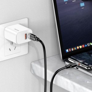 KAKUSIGA καλώδιο USB-C σε USB-C KSC-995, σιλικόνης, 100W, 480Mbps, 1m, λευκό 3 100W