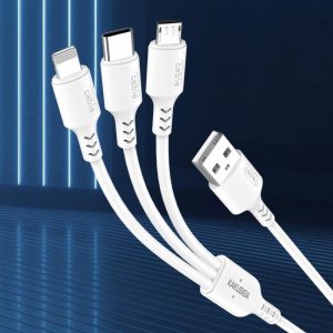 KAKUSIGA καλώδιο USB σε USB-C/Lightning/Micro USB KSC-997, 5A, 1.2m, λευκό 3 1.2m