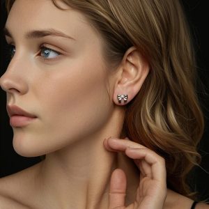 BAMOER σκουλαρίκια καρφωτά MSE085 με μοϊσσανίτη, ασήμι 925, ασήμι 2 ασήμι 925