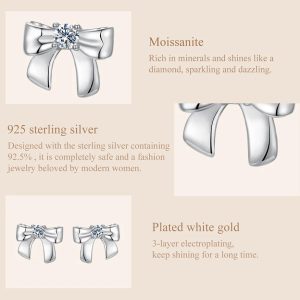 BAMOER σκουλαρίκια καρφωτά MSE085 με μοϊσσανίτη, ασήμι 925, ασήμι 4 MSE085 3