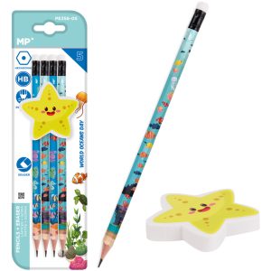 MP σετ ξύλινα μολύβια & γόμα World oceans day PPE356-05
