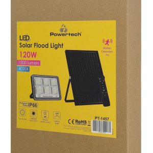 POWERTECH LED ηλιακός προβολέας PT-1457 με τηλεχειριστήριο, αισθητήρας κίνησης, 120W, 4000K, 1500lm, IP66 2 αισθητήρας κίνησης