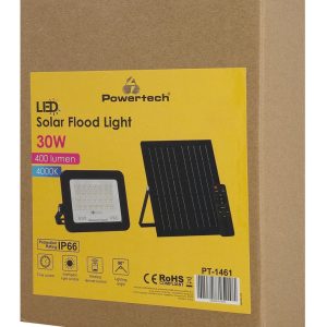 POWERTECH LED ηλιακός προβολέας PT-1461 με τηλεχειριστήριο, 30W, 4000K, 400lm, IP66 2 30W