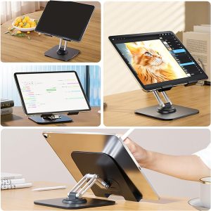 POWERTECH επιτραπέζια βάση για tablet PT-1494, περιστρεφόμενη, foldable, μαύρη 3 foldable