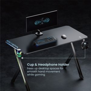 POWERTECH gaming γραφείο PT-1498 με RGB φωτισμό, 120x60x75cm, μαύρο 3 μαύρο