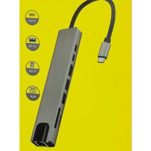 POWERTECH docking station PT-1536, 8 θυρών, USB-C σύνδεση, 87W PD, 100Mbps, γκρι 3 USB-C σύνδεση