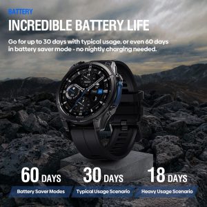 ZEBLAZE smartwatch Vibe 8 με φακό, heart rate, 1.43" AMOLED, 5 ΑΤΜ, MIL-STD-810H, μαύρο 4 5 ΑΤΜ