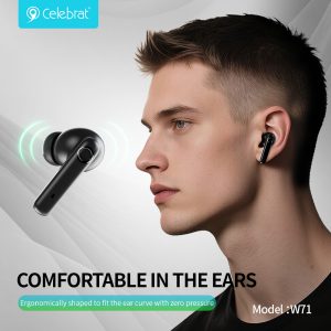 CELEBRAT earphones με θήκη φόρτισης W71, True Wireless, 10mm, 30/200mAh, μαύρα 3 10mm