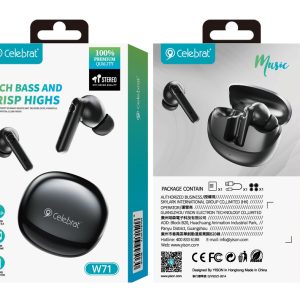 CELEBRAT earphones με θήκη φόρτισης W71, True Wireless, 10mm, 30/200mAh, μαύρα 4 30/200mAh