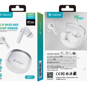 CELEBRAT earphones με θήκη φόρτισης W71, True Wireless, 10mm, 30/200mAh, λευκά 4 30/200mAh