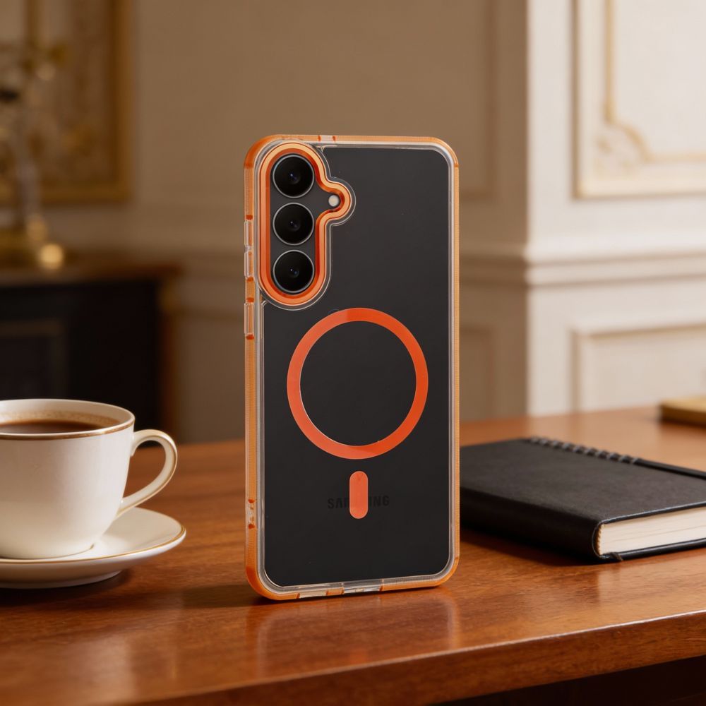 2) Frame Clear Hybrid Mag Cover compatible with MagSafe hermes orange 2) Frame Clear Hybrid Mag Cover compatible with MagSafe hermes orange