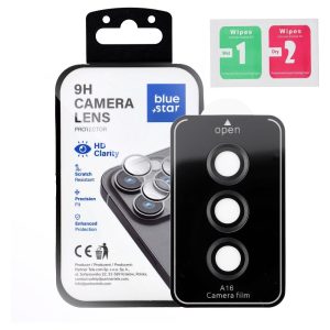 Tempered Glass Camera Lens Protector for Samsung A16 Blue Star Easy Install black