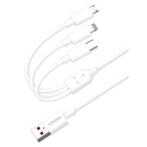 KAKUSIGA καλώδιο USB σε USB-C/Lightning/Micro USB KSC-1021, 5A, 1.2m, λευκό