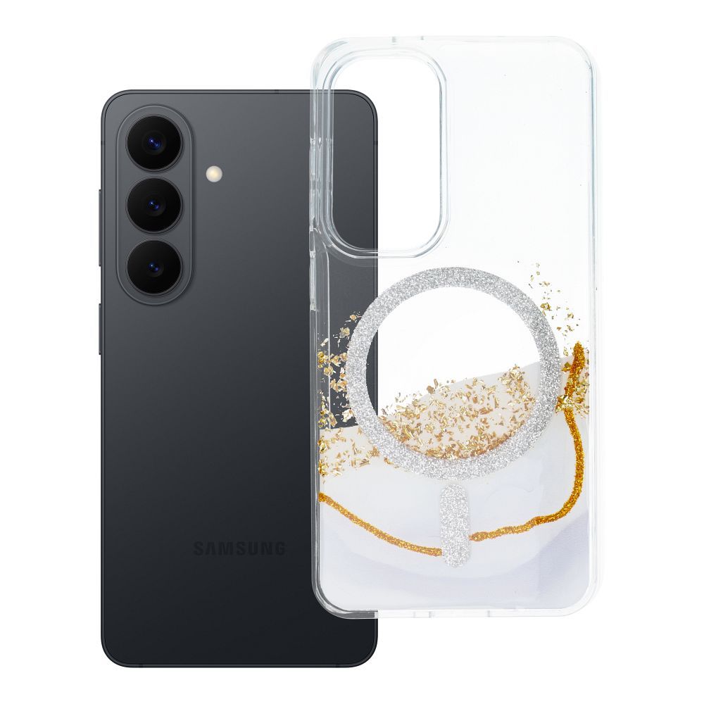 Case for Samsung S24 / S25 Golden compatible with MagSafe white Case for Samsung S24 / S25 Golden compatible with MagSafe white