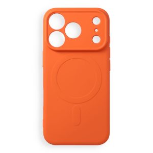 Case for iPhone 18 Pro / 17 Pro Silicone Mag Cover compatible with MagSafe (camera protection) orange