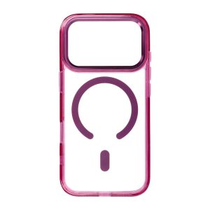 Case for iPhone 18 Pro Max / 17 Pro Max Frame Clear Hybrid Mag Cover compatible with MagSafe dark cherry
