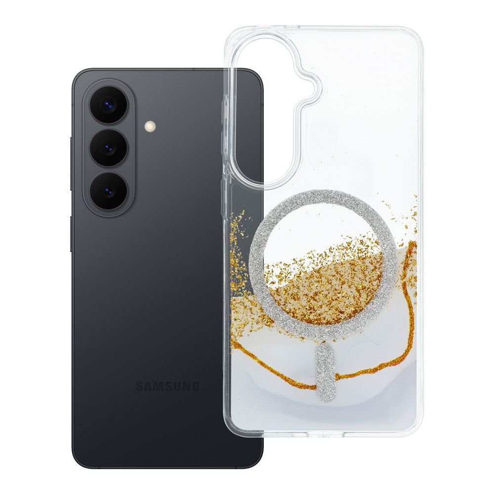 Case for Samsung S26 Golden compatible with MagSafe white Case for Samsung S26 Golden compatible with MagSafe white