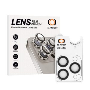 Tempered glass Tel Protect 3D Lens on camera for Iphone 15 Pro/15 Pro Max black (lens 3 pieces)