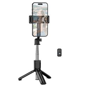 Selfie Stick Bluetooth με Τρίποδο & Ασύρματο Τηλεχειριστήριο Borofone BY14 Graceful 62cm Μαύρο