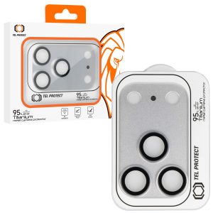 Tempered glass Tel Protect 95% AR+AF Full Metal Camera Protector on camera for Iphone 17 Pro Max silver (camera island)