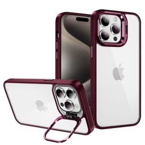 Tel Protect Kickstand case + camera glass (lens) for Iphone 12 Pro Max burgundy