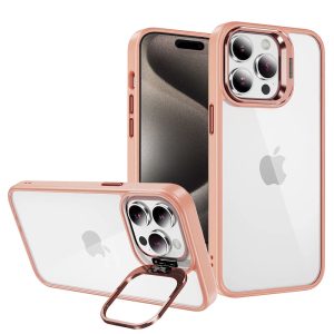 Tel Protect Kickstand case + camera glass (lens) for Iphone 14 Pro light pink