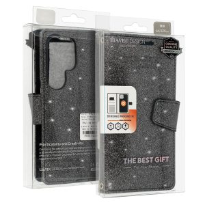 Glitter Magsafe Book Case for Samsung Galaxy S24 Plus black