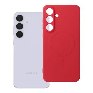 Case for Samsung S25 FE Silicone Mag Cover compatible with MagSafe (camera protection) red