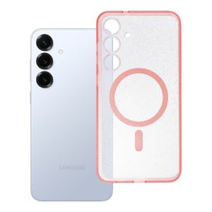 Case for Samsung S25 PLUS Clear Mag Cover - Glitter (STR) compatible with MagSafe pink glitter