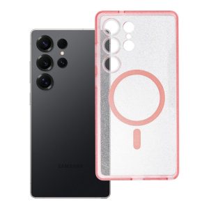 Case for Samsung S25 ULTRA Clear Mag Cover - Glitter (STR) compatible with MagSafe pink glitter