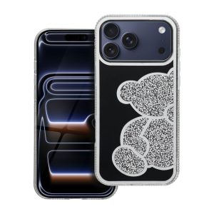Case for iPhone 17 Pro Max / 18 Pro Max (low camera edge) Teddy Bear silver