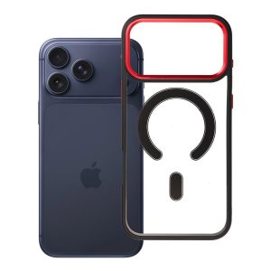 Case for iPhone 17 Pro Max / 18 Pro Max (low camera edge) Color Edge Mag Cover compatible with MagSafe black-red