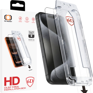 Tel Protect Dust-Free Easy Fit Full Glue 6D Tempered Glass for Iphone 15 black